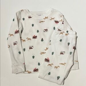 Carter's White Pajama Set with Reindeer and Trees Size 3T